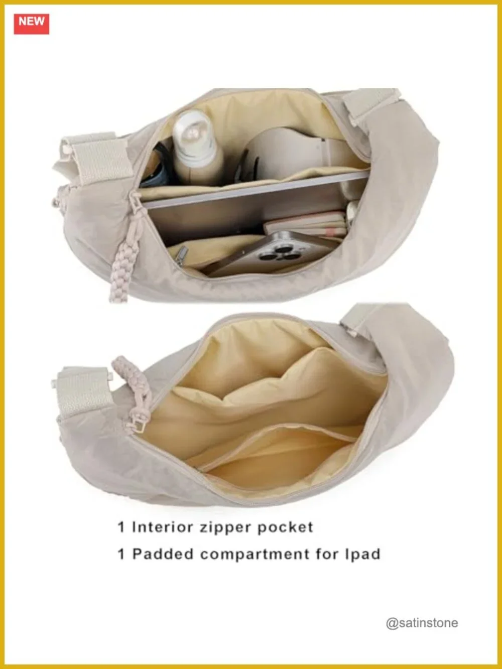 Nylon Crescent Crossbody Bag Travel Hobo Purse Foldable Adjustable Strap
